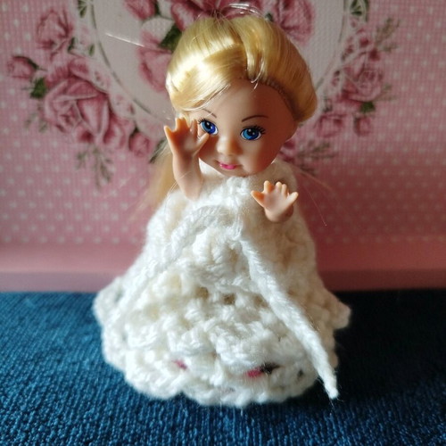 Doll with handmade dress new, 10 cm