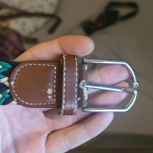 Canvas belt used, length 152cm, green, black, white, adjustable