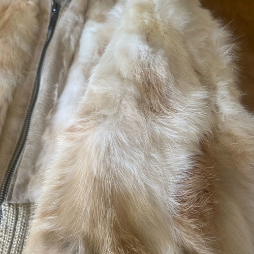 Natural rabbit fur jacket like new, beige