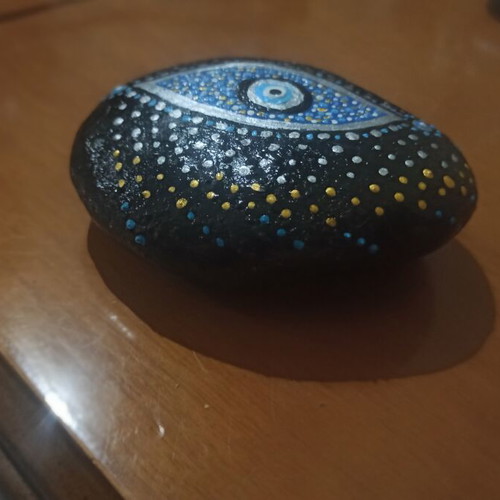 Hand-painted eye stone with acrylic paint