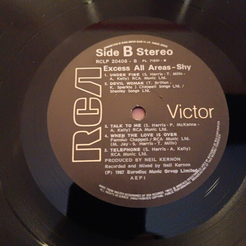 Shy Excess All Areas vinyl record used, metal