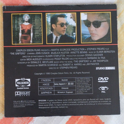DVD The Grifters 1990 crime thriller with subtitles new
