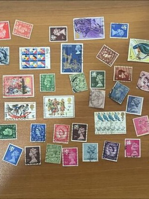 Vintage British stamps collection used, 93 pieces with authentic set
