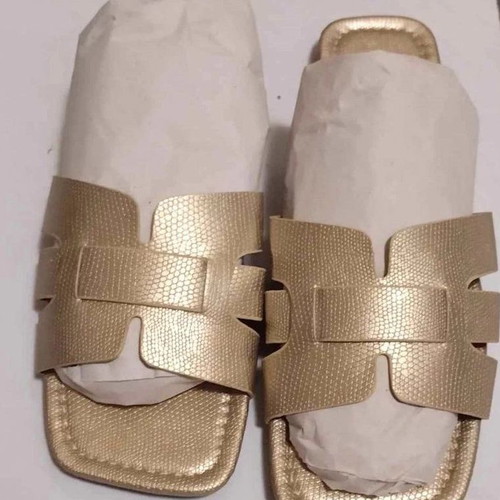 Gorglitter slip on gold sandals like new, size 41-42