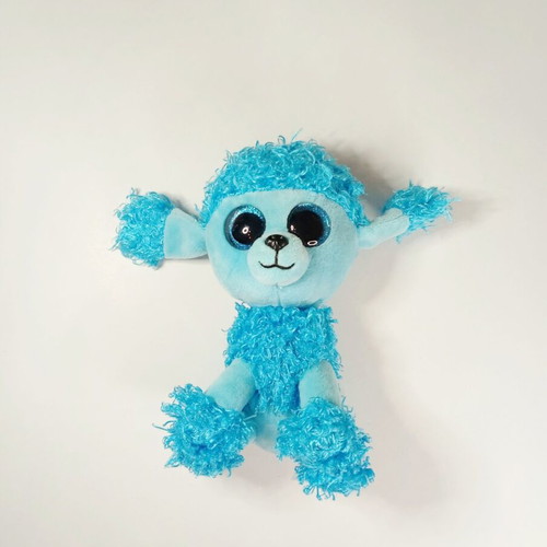 Ty Beanie Boos Blue Poodle Plush with Large Glitter Eyes like new