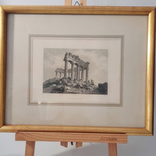 Γκραβούρα Παρθενώνας 1828 σαν καινούργιο με επίχρυση κορνίζα