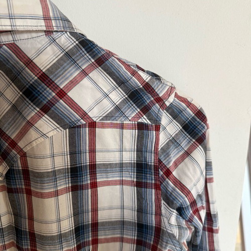 Checked shirt like new, cotton, Italian, white and blue, size S