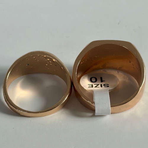 Gold Tone Signet Rings Set size 10 with cosmetic defects