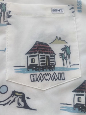 Basehit men's shirt L used, short sleeve with retro tropical print