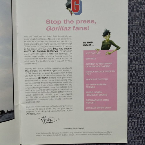 Gorillaz G Magazine 2017 used, UK visual band issue