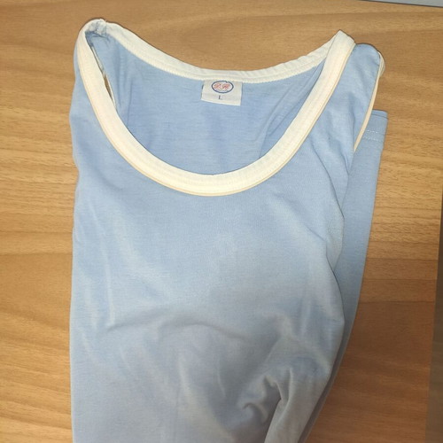 Vintage Unisex Ringer Tank Top turquoise with white trim, like new, size L/M