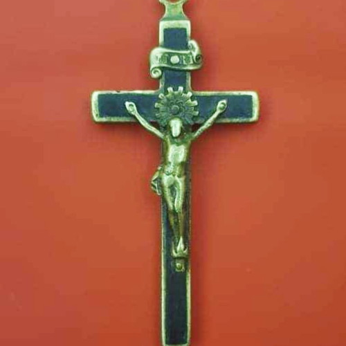 Handmade old brass cross with ebony used
