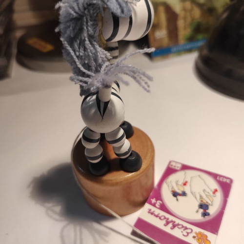 Eichhorn wooden zebra figure like new with button movement