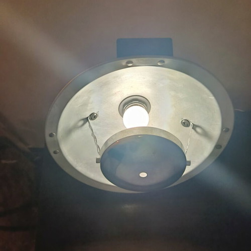 Handmade table lamp with adjustable aluminum spotlight