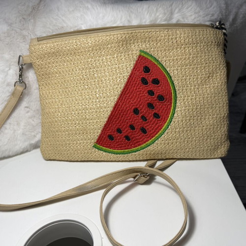 Bag used, beige with watermelon design