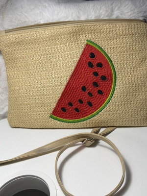 Bag used, beige with watermelon design