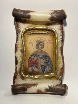 Saint Catherine Wax Icon new, handmade