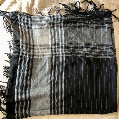 Black and white scarf like new with silver threads