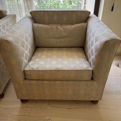 Armchairs set of 2 used classic style with geometric pattern