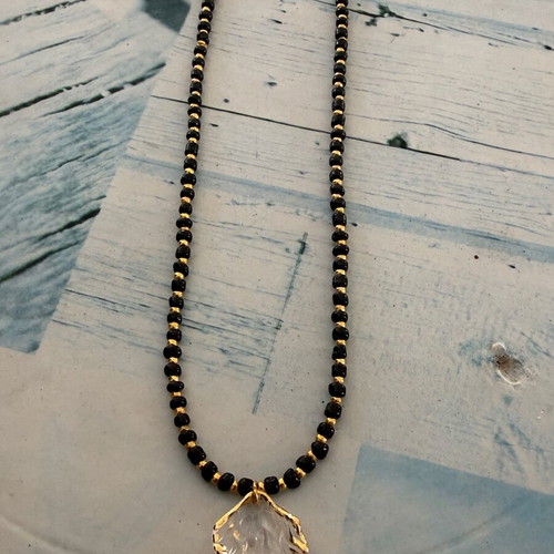 Necklace black and gold stainless steel handmade