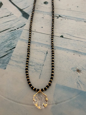 Necklace black and gold stainless steel handmade