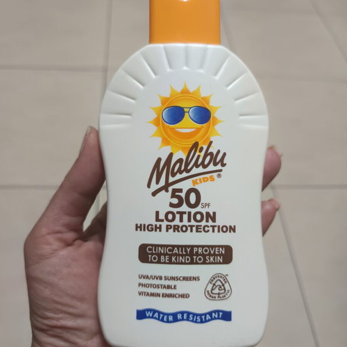 Malibu Kids Sunscreen Lotion SPF 50 200 ml new, water resistant
