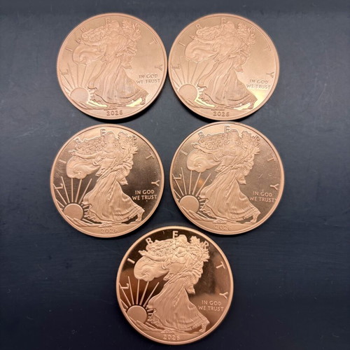Σετ 5 νομίσματα Walking Liberty USA 999 καθαρός χαλκός σαν καινούργιο