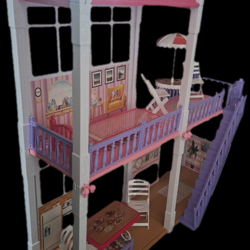 Dollhouse with furniture and doll like new