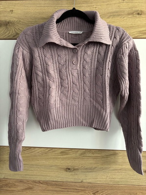 Terranova cable-knit polo sweater mauve like new