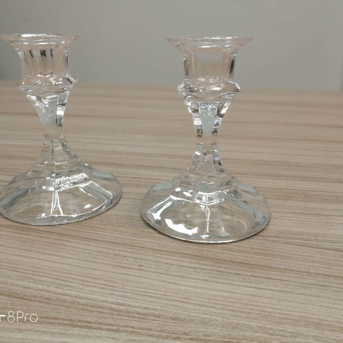 Glass candle holder used set of 2 pieces