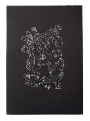 Handmade Black and White Drawing A4 The Family of Happiness New