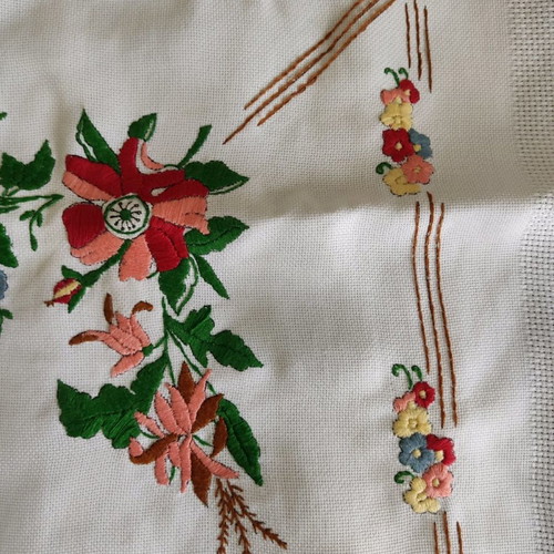 Handmade table runner new with DMC embroidery