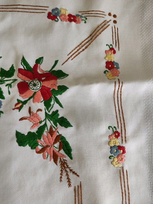 Handmade table runner new with DMC embroidery