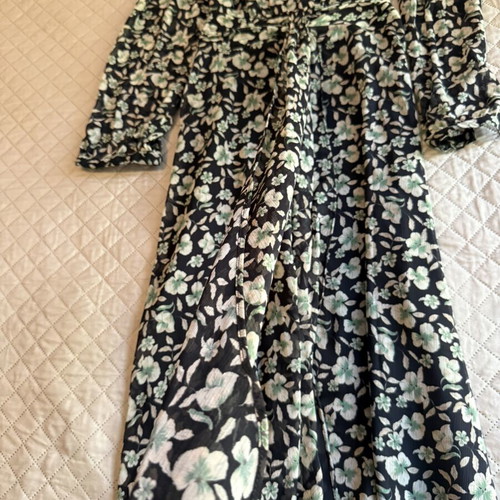 Mango XS long dress with sheer sleeves new, black and green