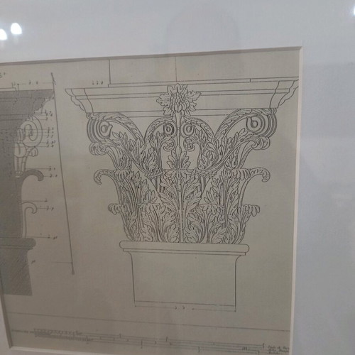 Engraving architectural drawings panels like new, dimensions 90x40cm