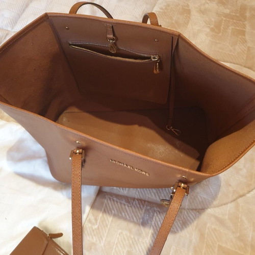 Michael Kors tote bag with wallet used, brown