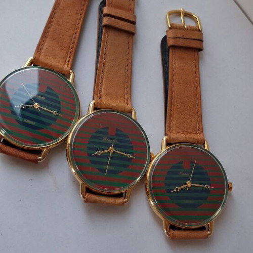CANNON 17Jewels Swiss watches like new, set of 3 with leather straps