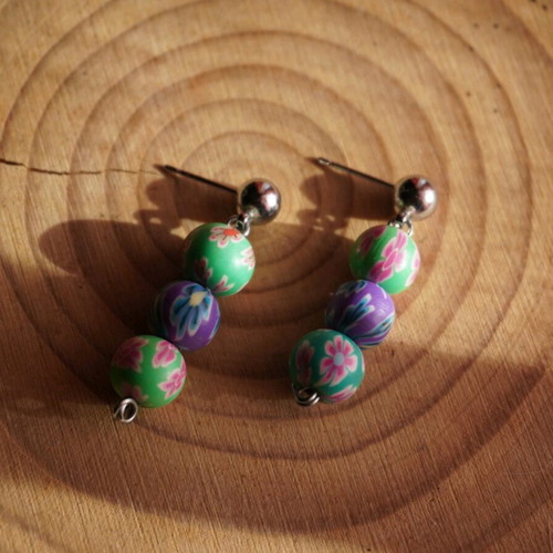 Handmade earrings with steel post multicolored new