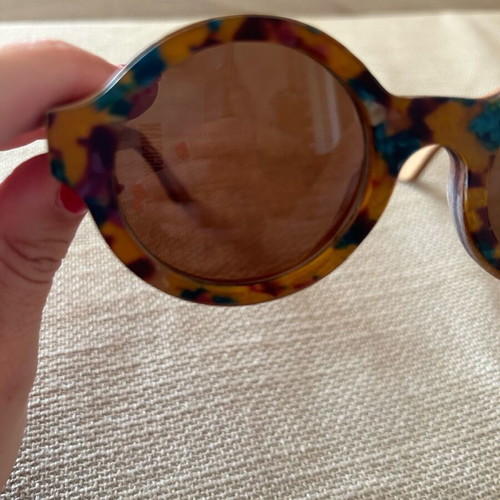 Wooden round sunglasses like new, handmade Greek design