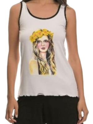 Γυναικεία πιτζάμα σορτς λευκή-μαύρη νέα, μέγεθος L