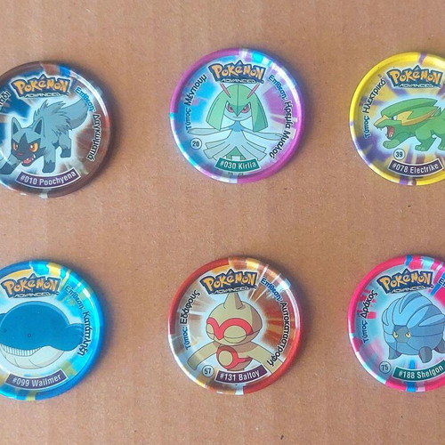 Pokemon Advanced Metal Tazos set of 6, vintage