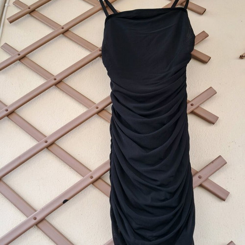 Black ruched strap dress elastic No XS like new Shein