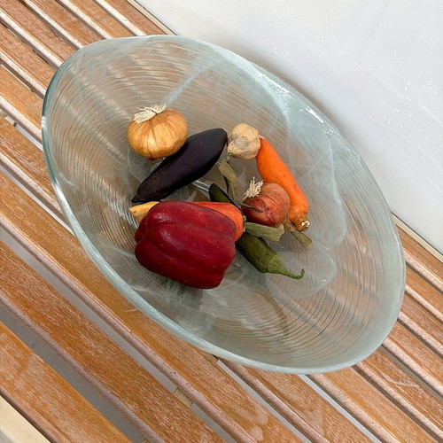 Handmade glass platter new, decorative fruit bowl