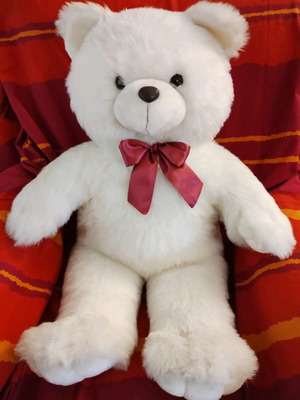 Stuffed bear 80cm like new with red bow
