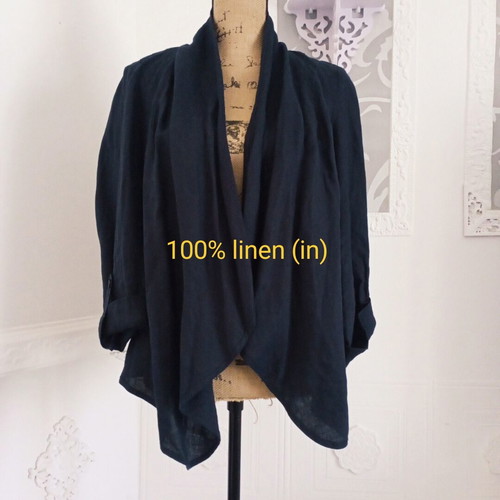 Linen blazer, navy blue, lightweight jacket