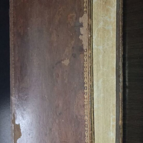 Old French book philosophy Christianity used, leather-bound