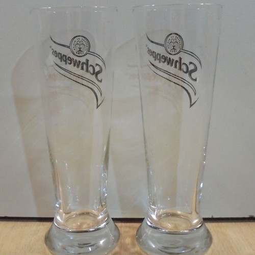 Schweppes soda set of two promotional glasses like new