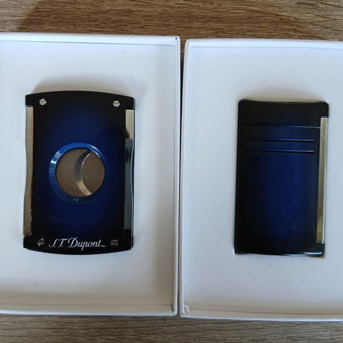 S.T.Dupont MaxiJet Lighter and Cigar Cutter Set New