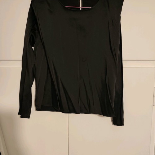 Black satin blouse with shoulder pads used Zara size L