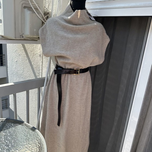 Massimo Dutti beige knitted vest dress